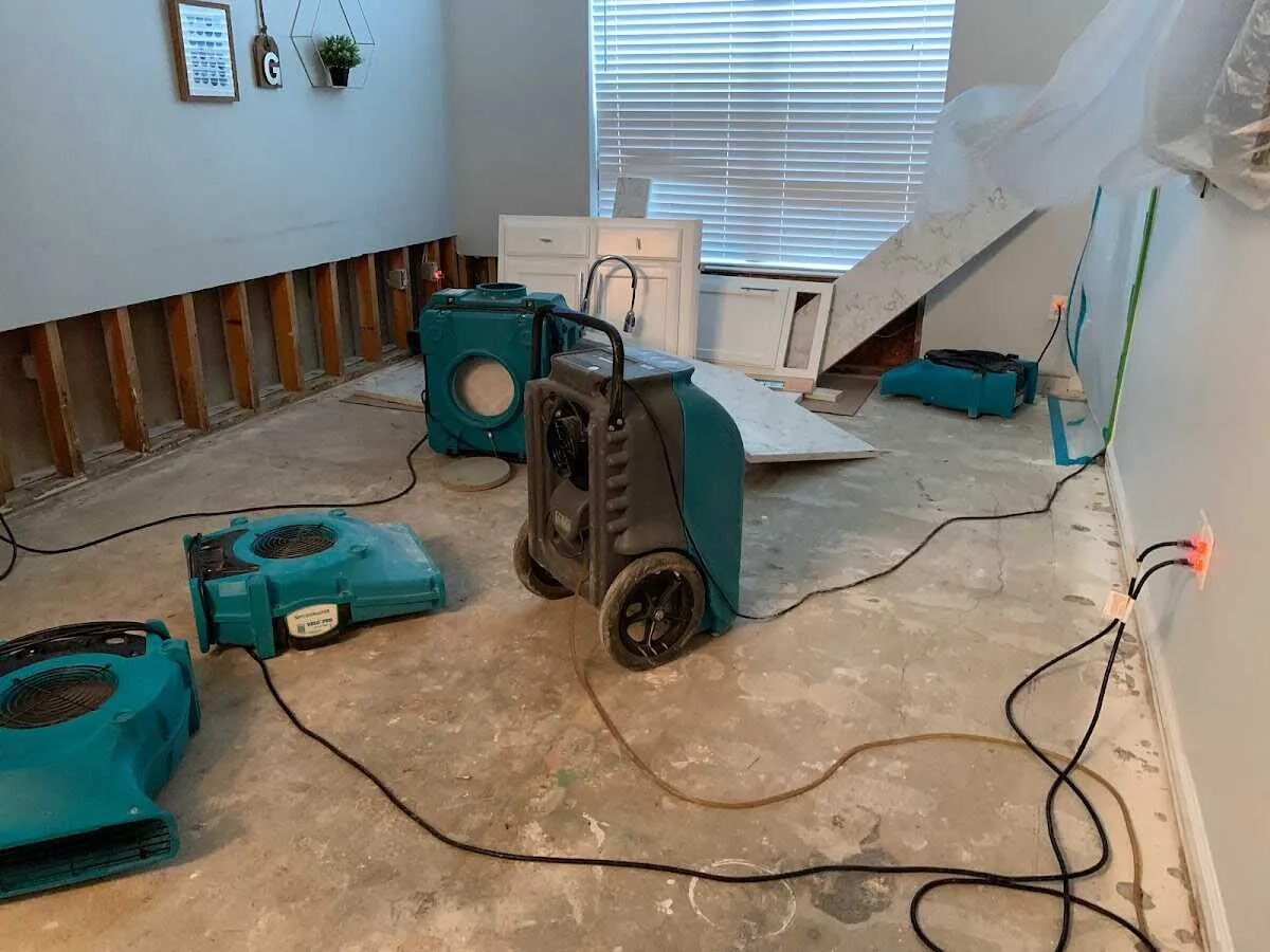 Dehumidifier in flood-cut room for Water Extraction & Removal in Loomis